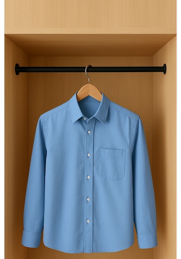 Dolap Içi Siyah Askı Borusu 135 Cm Uzunluk 2 Adet Flanş + Vidaları Siyah