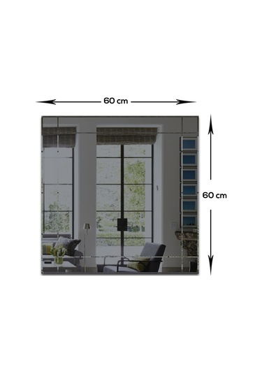 Ayna | Füme Ayna | Dikdörtgen Kanallı - Kare Ayna | 60Cm X 60Cm Füme