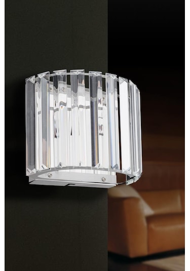 İstanbul Avize Elmas Gümüş Oval Kenarlı Kristal Taşlı Aplik Gümüş