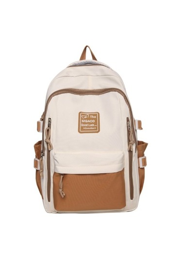 Yeni Kontrast Renkli Çok Amaçlı Sırt Çantası Büyük Kapasiteli Moda Rahat Sırt Çantası Ortaokul Öğrencisi Okul Çantası B865o9 Kahverengi