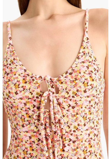 Defacto Regular Fit Çiçekli Bürümcük Askılı Mayo-fall İn Love E5208ax25smrd194 Kırmızı