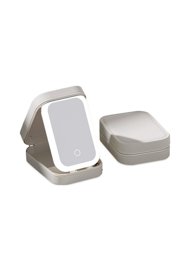 Reedark Taşınabilir Led Aydınlatmalı Güzellik Dolabı - Dokunmatik 3 Renk Ayarı, Toz Koruma Bölmeli, 1200mah Batarya, Beyaz Beyaz