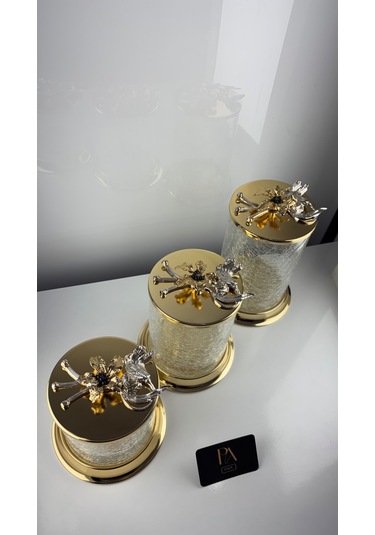 Çay Kahve Şekerlik Kavanoz Sunumluk Söz Nişan Kız İsteme Çikolatalık Dekoratif Obje Biblo Süs Eşya Çatlak Görünüm Gold