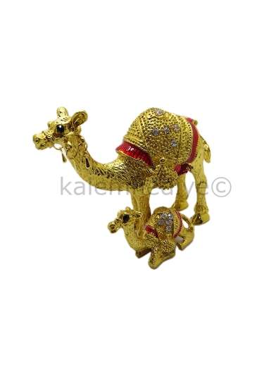 Swarovski Taşlı Anne Deve & Yavru Deve - Gizli Hazneli Masaüstü H