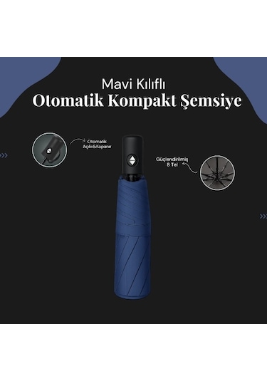 Delta Online Mavi Kılıflı Otomatik Kompakt Şemsiye Mavi