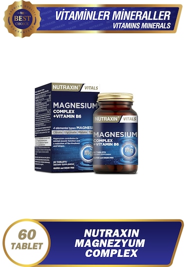 Nutraxin Magnezyum Complex 60 Tablet 125 Mg - Bisiglinat - Taurat - Malat - Sitrat - B6