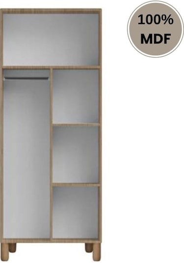 Meşe 2 Kapak Mdf Ayaklı Tasarım Gardırop Rota