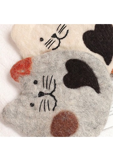 El Yapımı Keçe Yün Kedi Bardak Altlıkları Masa Ve Masa İçin-yavru Kedi Bardak Altlığı Çok Renkli