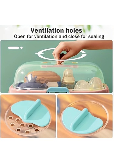 Maxaccess Pembe Taşınabilir Büyük Kapasiteli Kapaklı Drenajlı Bulaşık Kurutma Raftı Ev Seyahat İçin