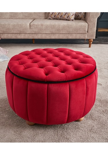 Favora Jasmin Puf - Kırmızı Kırmızı