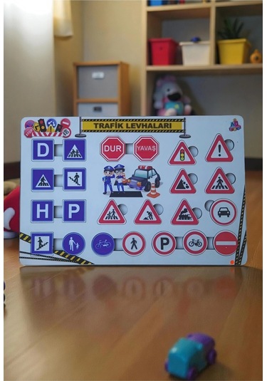 Eğitici Trafik Levhaları Ve İşaretleri - Açıklamalı Ahşap Oyuncak Puzzle