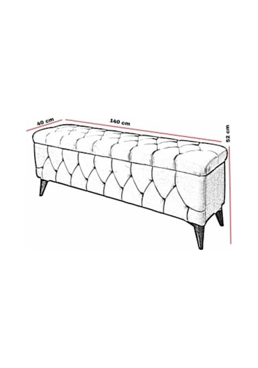 Vavonni Sandıklı Puf Bench Puf 140 CM Krem A+ Kalite