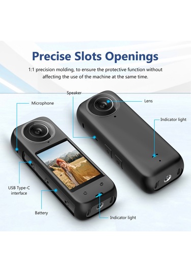 Insta360 X4 İçin Puluz Tam Vücut Toz Geçirmez Silikon Koruyucu Kılıf Siyah