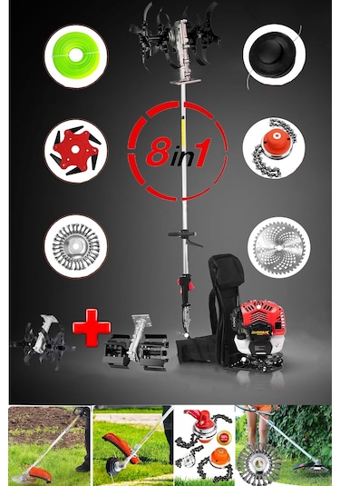 Stilmax STL8in1 8 Başlıklı Arazi Seti Benzinli Sırt Tipi Tırpan + Super 2'li Çapa Seti