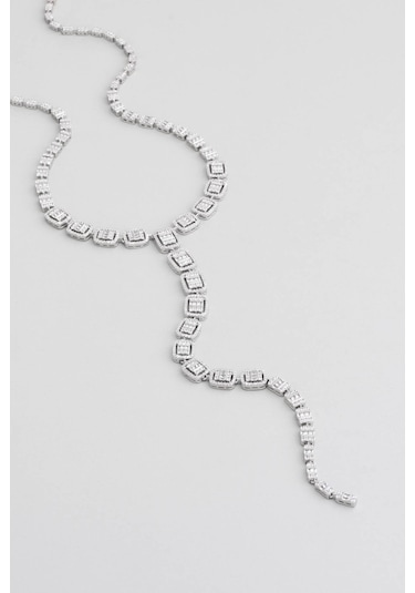 Baget Rüzgarı 18 Ayar Beyaz Altın Kaplama Gümüş Gerdanlık Beyaz