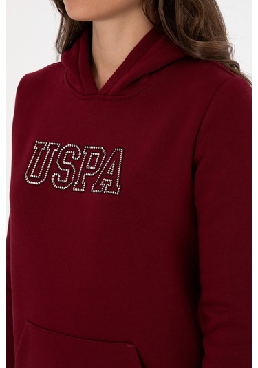 U.S. Polo Assn. Kadın Bordo Şardonlu Kapüşonlu Basic Sweatshirt 50313566-VR014 U.S. Polo Assn. Kadın Bordo Şardonlu Kapüşonlu Basic Sweatshirt 50313566-VR014