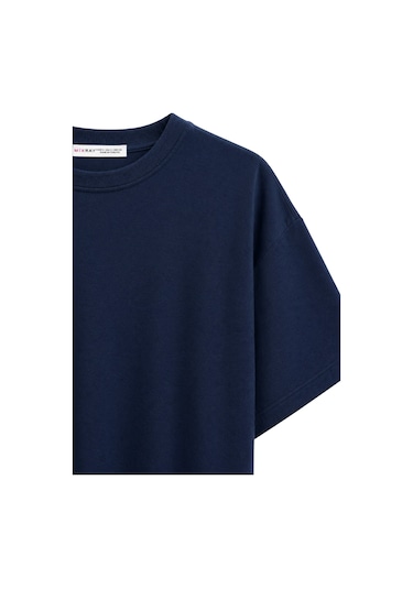Mixray 2101 Kadın Bisiklet Yaka Soft Oversize Basic Modal T-shirt Lacivert