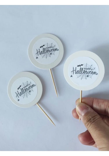 24 Adet Happy Hallowen Baskılı Kürdan 6 Cm - Hallowen Cadılar Bayramı