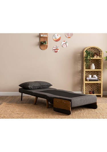 Pafu Cosmo Tekli Katlanır Yataklı Koltuk - Keten Koyu Gri Koyu Gri