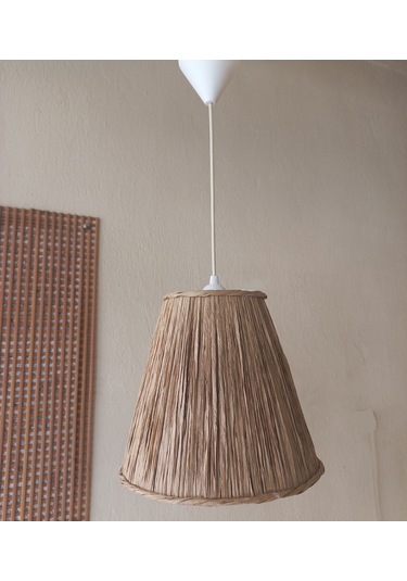 N-22 Kahverengi Rafya El Yapımı Avize Kahverengi