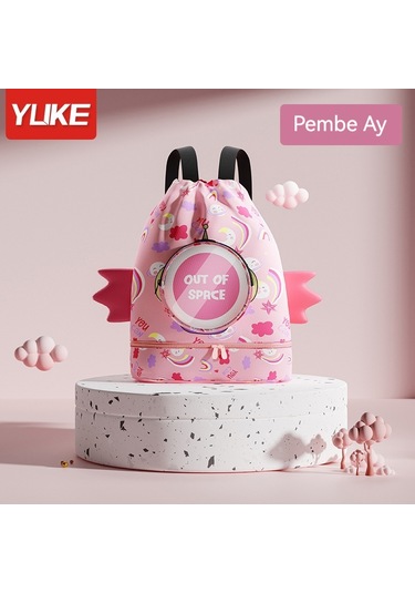 Aurora Çocuk Kuru Ve Islak Ayırma Karikatür Plaj Sırtçantasısu Geçtirmez Sırtçantasıpembeay Pembe