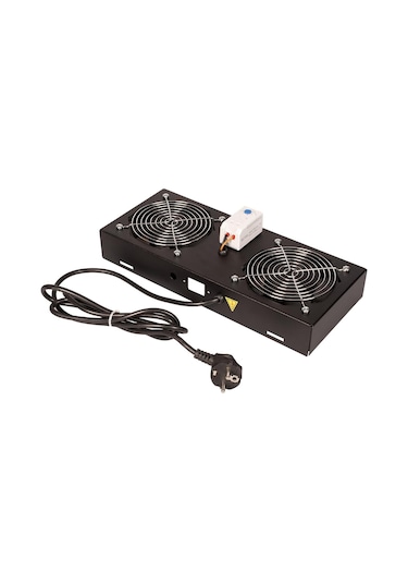 Lande 2 Li Fan Modülü Termostatlı, Switchli Anahtarlı Duvar Tipi Siyah Ral 9005