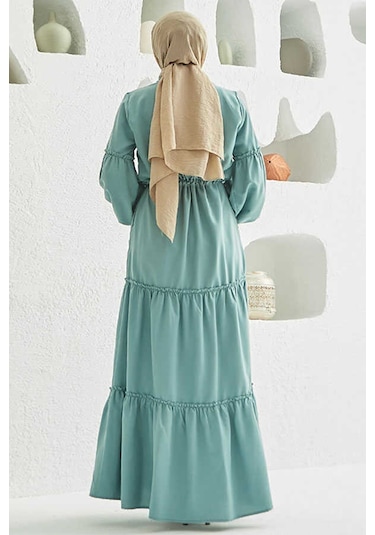 6567-carla Büzgülü Elbise Mint Yeşili Mint