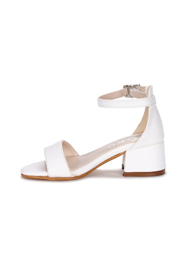 Sheila Cilt Günlük Kız Çocuk 4 Cm Topuklu Sandalet Abiye Ayakkabı Sedef