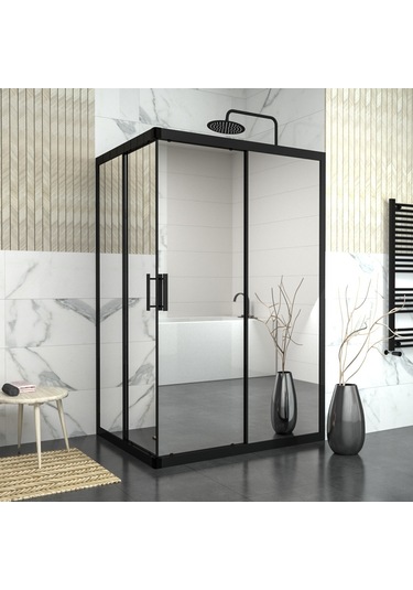 Tekno Duş Black Rigel 6mm Reflekte Cam Dikdörgen Duşakabin Şeffaf