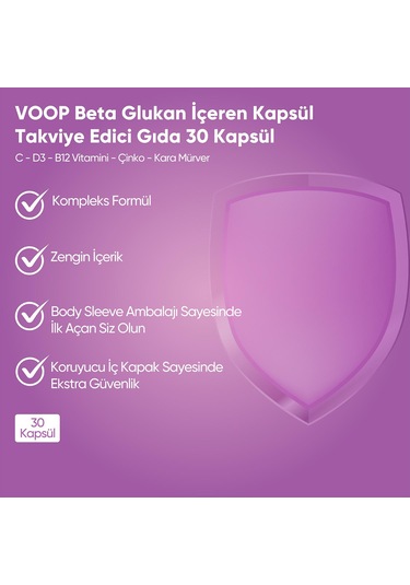 Voop Beta Glukan 13/16 Kara Mürver Vitamin C Çinko 30 Kapsül