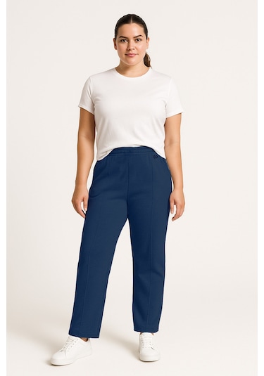 Parlament Geniş Paça Ön Dikiş Detaylı Battal Büyük Beden Kadın Eşofman Altı - 94654 Parlament