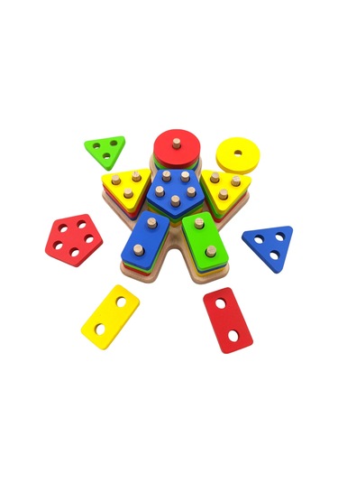 Minik Eller, Büyük Keşifler Bebekli Ahşap Geometrik Bultak 18x16cm.