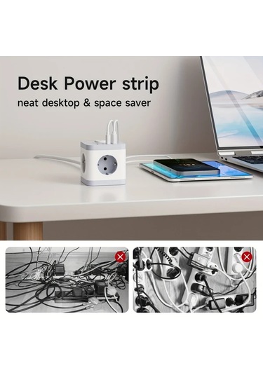 Honeybeeshop Lıpwel 3680w Maksimum Güç Kaynağı Küpü Usb Hızlı Şarj 17w Çıkış 16a 3680w Kapasite 3 Metre Beyaz Seyahat Adaptörü