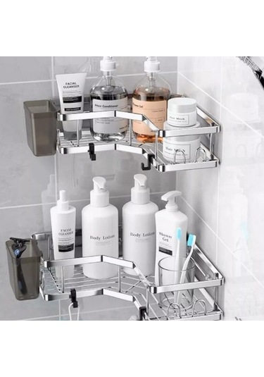 Geeroyoo Banyo Duvar Üstü Üçgen Dolap Seti: Paslanmaz Çelik, Delme Yok Kurulum, Fırça Kutusuna Ve Kanca İlişkili, Evde Kullanıma Uygun Diğer