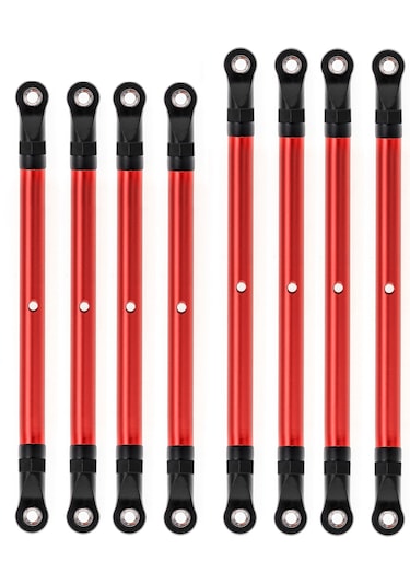 Geekyou Axıal 1/10 Scx10 Ve Trx4 İçin 8 Parça Kırmızı Alüminyum Bağlantı Çubuk Seti, 313mm Aks Mesafesi