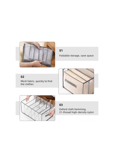 Hangfox Giyim Düzenleyici Seti - Çok Bölmeli, Katlanabilir, Yıkanabilir Nilon Organizerler 6+7+9+12 Bölmeli - Dolap Ve Seyahat İçin Uygun Gri