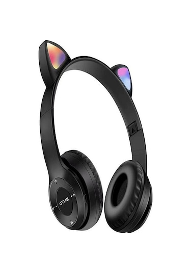 Mmpshop P47M Sevimli Kedi Bluetooth Kablosuz Mikrofonlu RGB Kulak Üstü Kulaklık