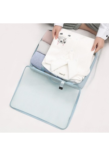 Dianziye Seyahat Organizer Seti 8 Parça: Kıyafet Ve Makyaj Çantası - Bej Renkli Ev Ve Seyahat İçin Klasörleme Çanta Takımı