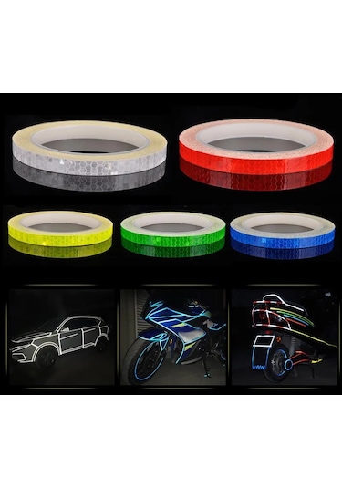 Kırmızı Bisiklet Çıkartmaları Reflektif Uyarı Bandı Folyo Film Dekorasyon Floresan Bisiklet Kask Scooter Motosiklet Güvenlik İşareti Araba Styling Kırmızı