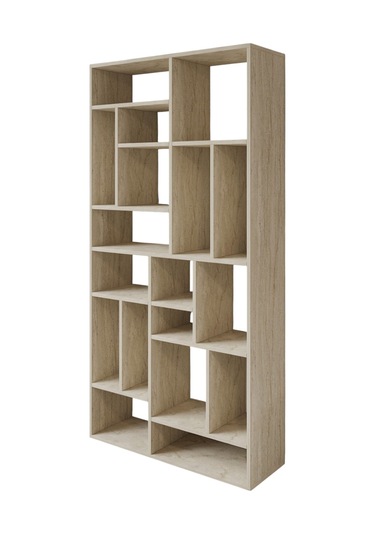 Nicola Kitaplık 18 Raflı, Modern Kütüphane Traverten