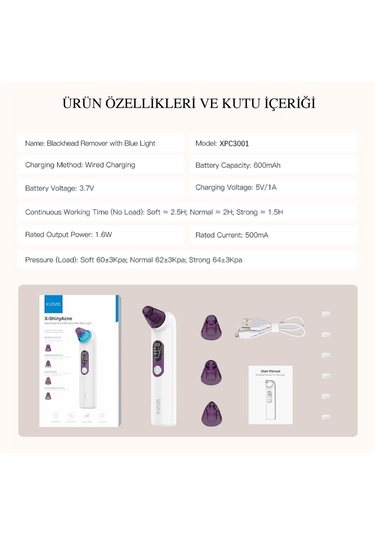 X-Level X-Shinyachne Mavi Işıklı Siyah Nokta Temizleme Cihazı