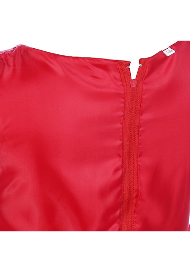 Kız Çocuk Pullu Payetli Abiye Elbise-Kırmızı