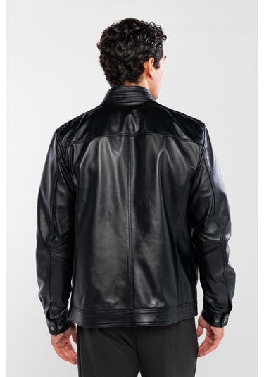 Tamer Tanca Erkek Hakiki Deri Siyah Deri Mont 415 Er-301 Erk Derı Mont Sıyah Zıg Siyah