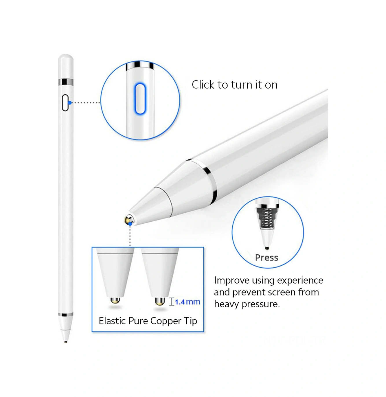 Padalink Elastik Bakır Uçlu Dijital Kalem - Hassas Çizim Ve Yazma, İos/android/windows Uyumlu, Usb Şarjlı, Otomatik Kapatma Özelliği Gümüş