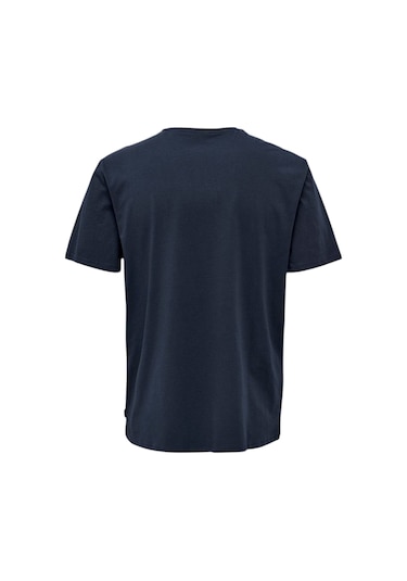 Only O Yaka Baskılı Turuncu Erkek T-shirt 22025271 Lacivert