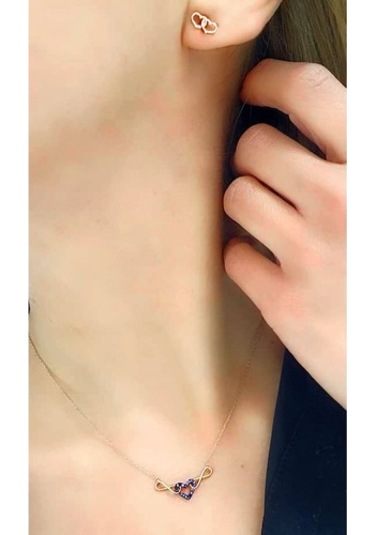 925Ayar Gümüş Rose Altın Kaplama Minimal Sonsuz Aşkımsın Kombini-Standart