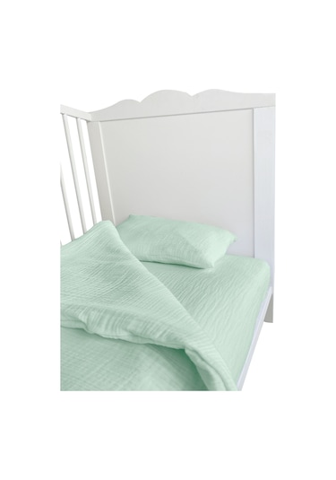 4 Katlı Müslin Bebek Nevresim Takımı Uyku Seti %100pamuk Mint
