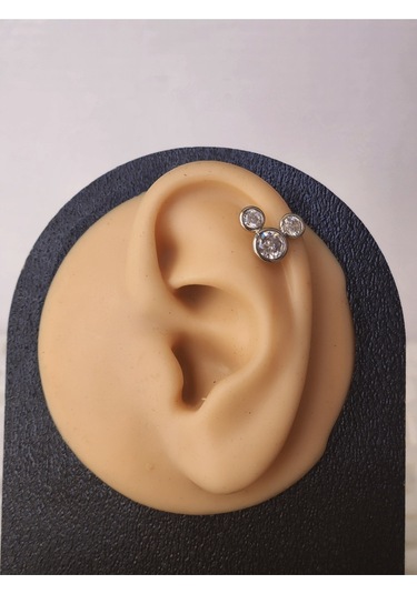 Mickey Mouse Silver Modeltragus Helix Piercing Ear Cuff Kıkırdak Çelik Küpe Silver