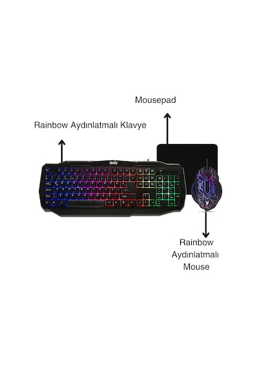 İzoly Spectre 4 in 1 Kulaklık + Mousepad + Klavye + Mouse Seti