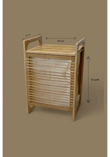 Büro Ev Ofis Dekoru İçin 40x35x60cm Ahşap Bambu Kirli Çamaşır Sepeti Diğer